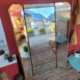 Large vintage teak triptych mirror
