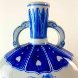 Vase gourde chinois en porcelaine blanche et bleue