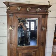 Old locker room or coat rack in walnut