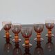5 vintage pink stemmed antique glasses