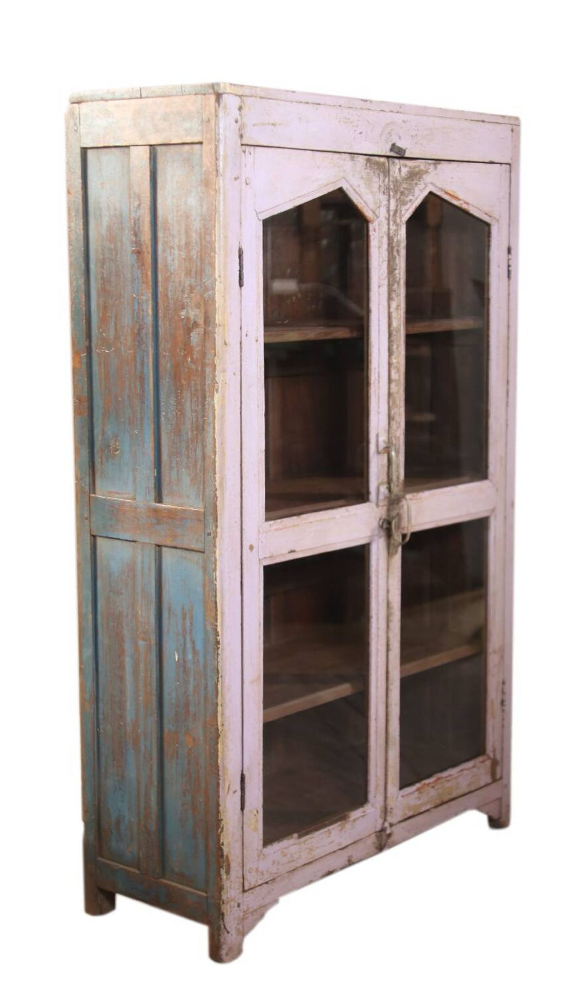 Armoire vitrée ancienne en teck birman