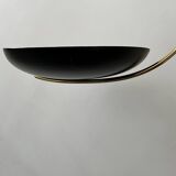 Black metal and brass arc pendant light "Les Activités" by Lucien Gau, Paris 1960