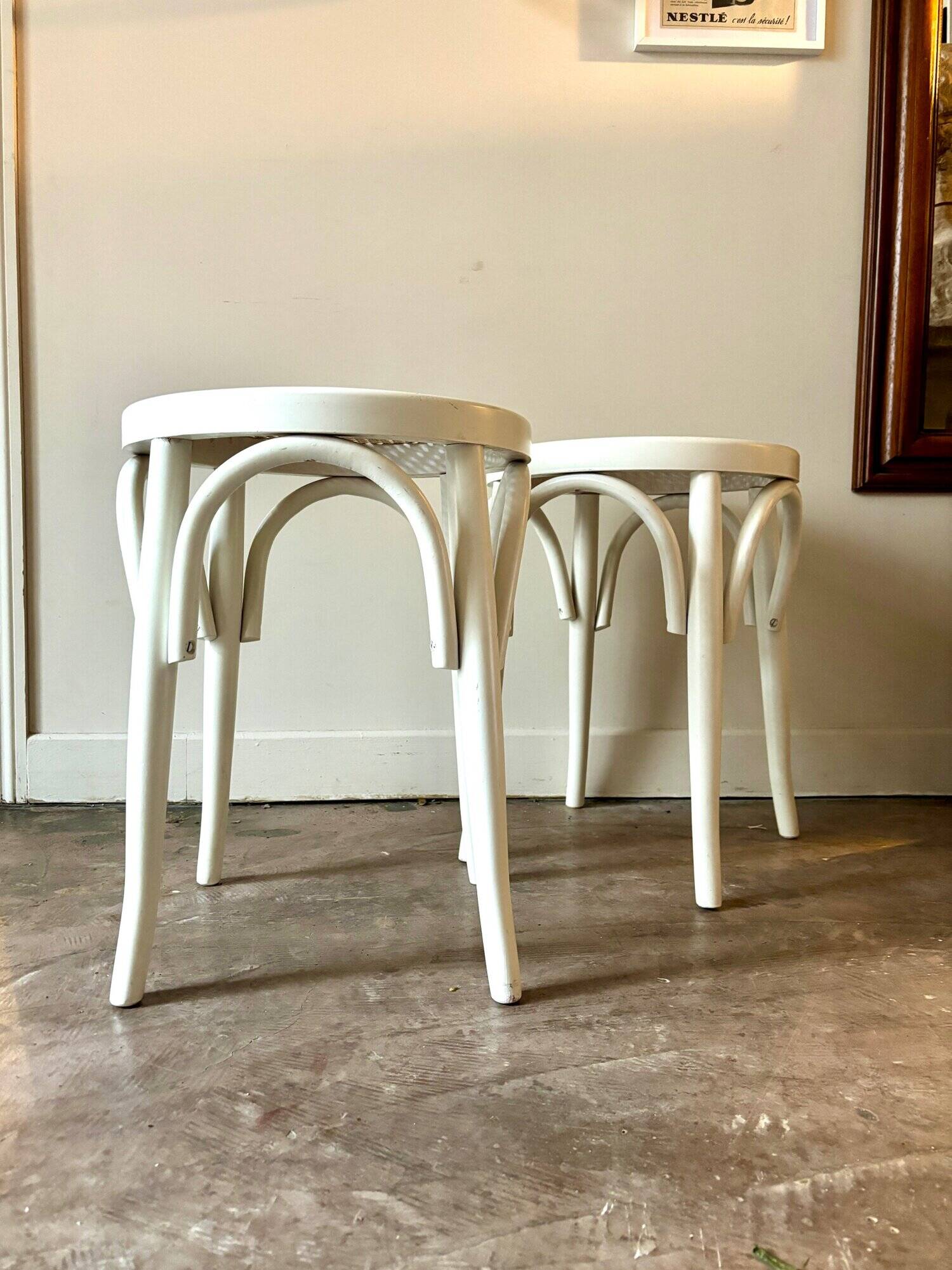 Stool in canework and white bent beech