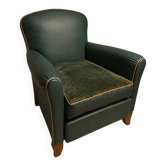 Club chair faux leather walnut