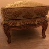 Pouf in gilded velvet and feet wood cherry style louis xv