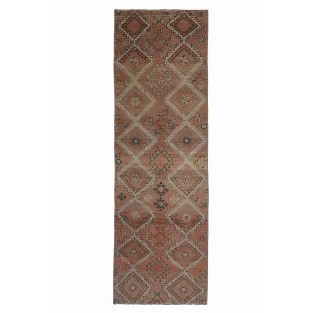 1970s Turkish Hand-Knotted Wool Cotton Red Runner 101x320