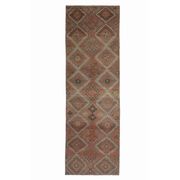 1970s Turkish Hand-Knotted Wool Cotton Red Runner 101x320