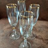 Set of 4 crystal champagne flutes