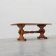 20th Century French oak trestle table with scalloped legs and plank top