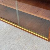 Scandinavian wooden display case with golden band