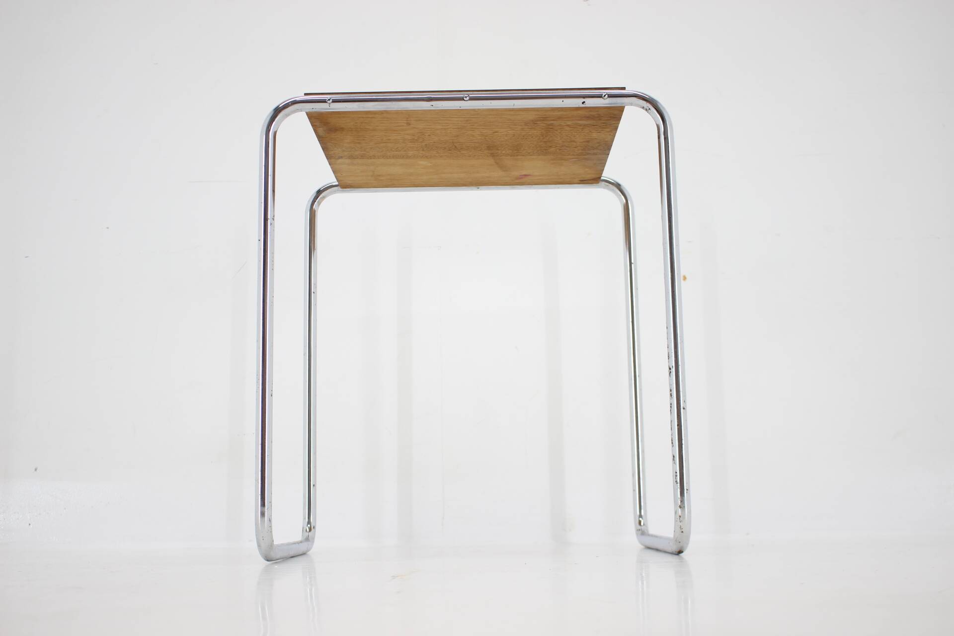 1960s tubular chrome plated side table, czechoslovakia