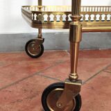 Rolling bar cart in brass and glass, mid-century, Italy