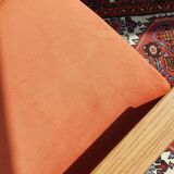 Armchair in solid oak velvet terracota