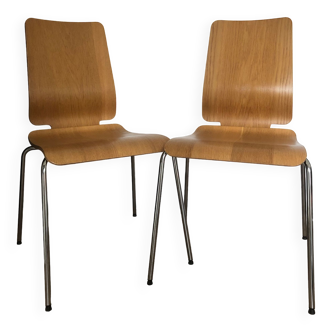 Paire de chaises inspiration années 50 / métal et bois