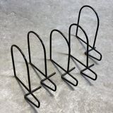 Set of 5 Vintage black wire metal Bookends, Minimalistic design