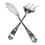 Vintage fish cutlery set 8 forks + 8 knives + deetjen rocaille louis xv service n°25