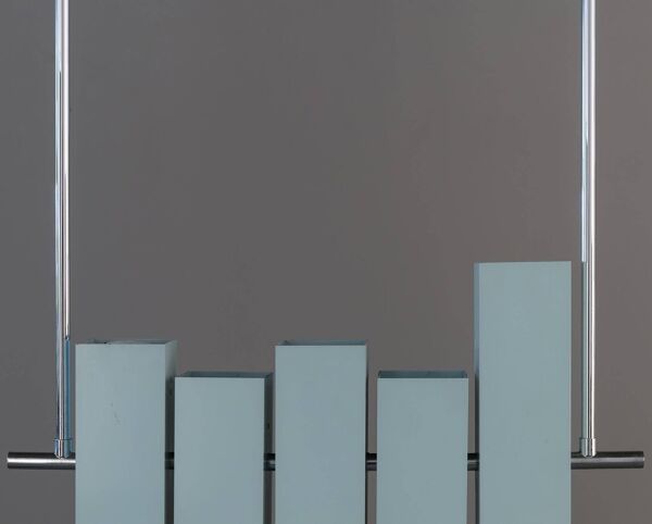 Lustre en métal laqué bleu , Lumi, ca. 1970