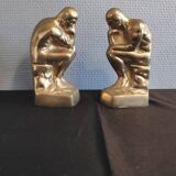 Brass bookend after rodin's "thinker"