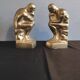 Brass bookend after rodin's "thinker"