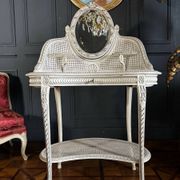 19th-century painted wood and caned dressing table in Louis XVI style.