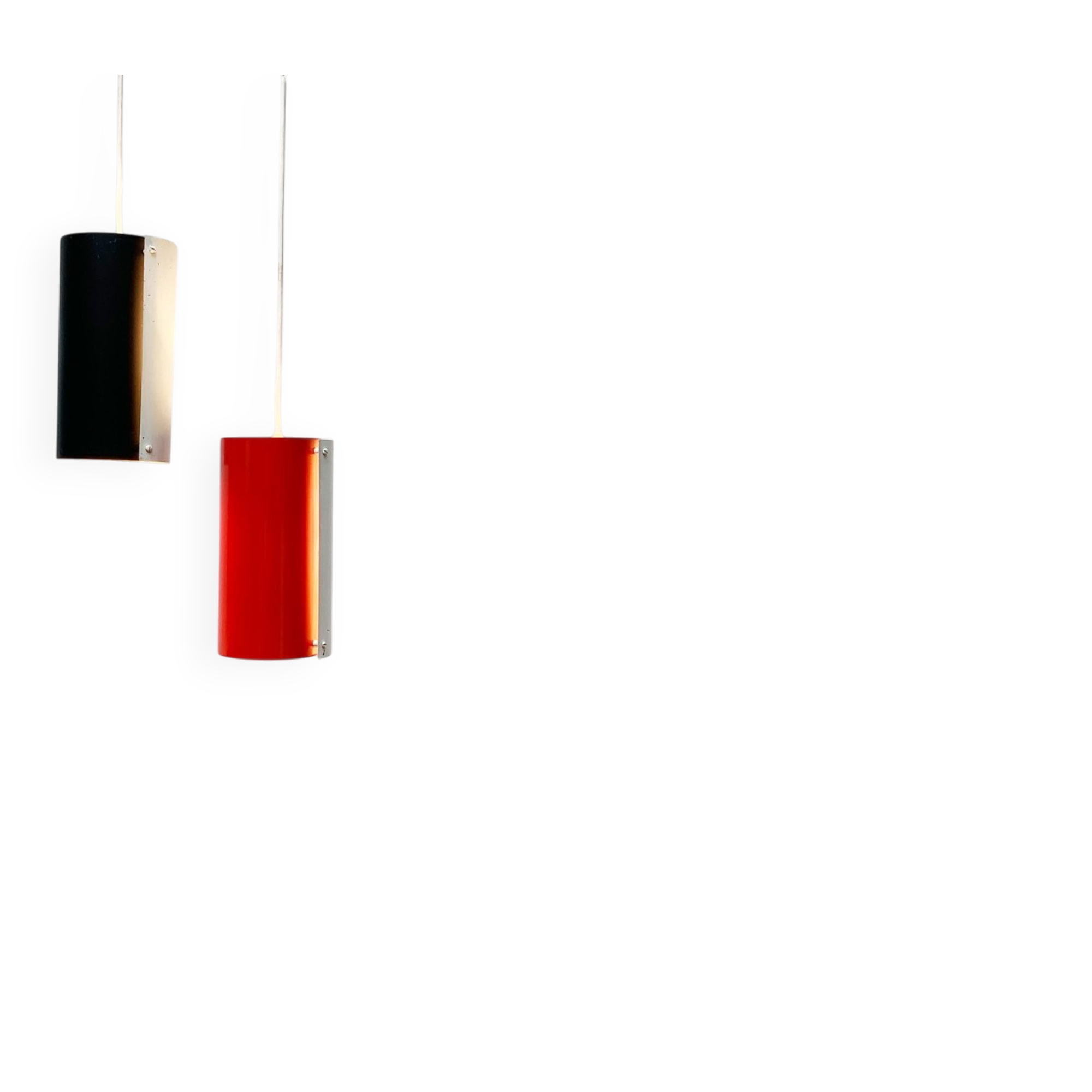 Lampes suspendues en métal minimalistes du milieu du siècle, lot de 2