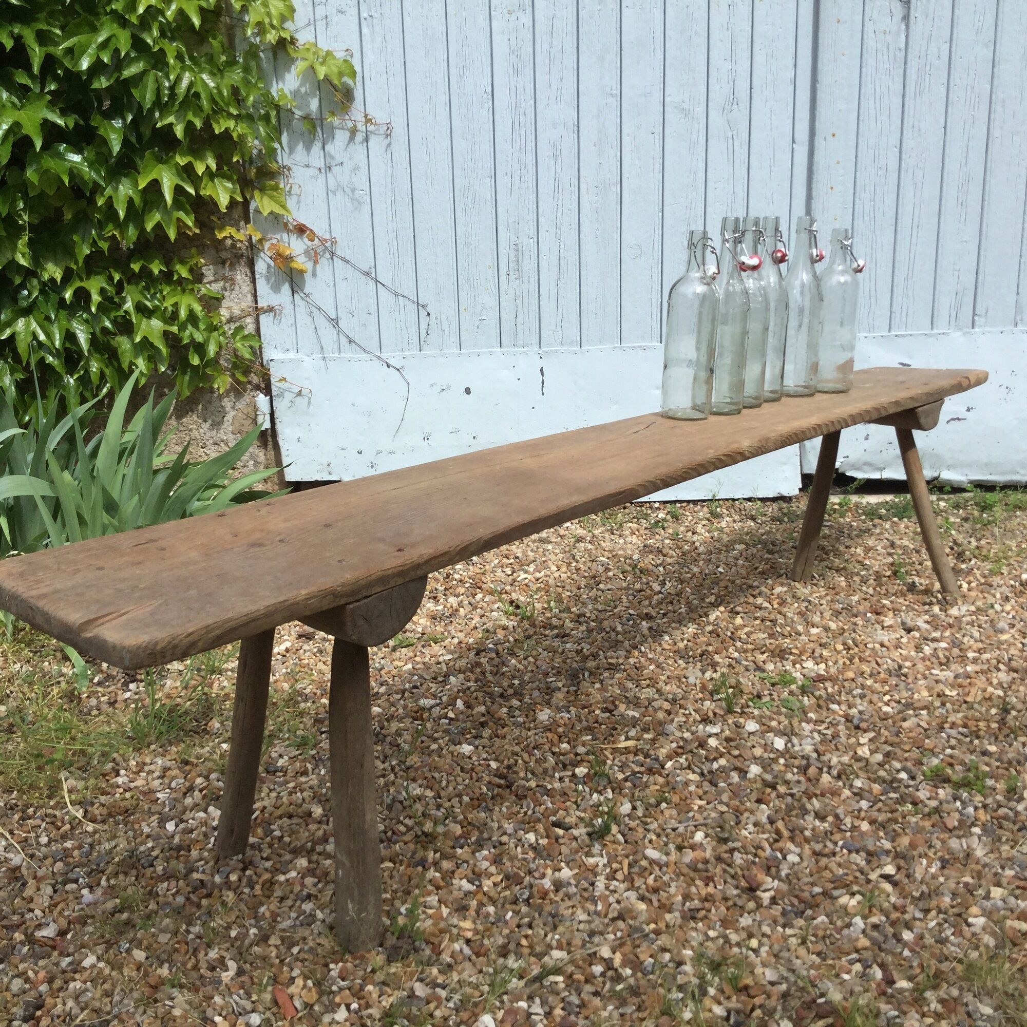 Farm old wooden bench of the 1950s