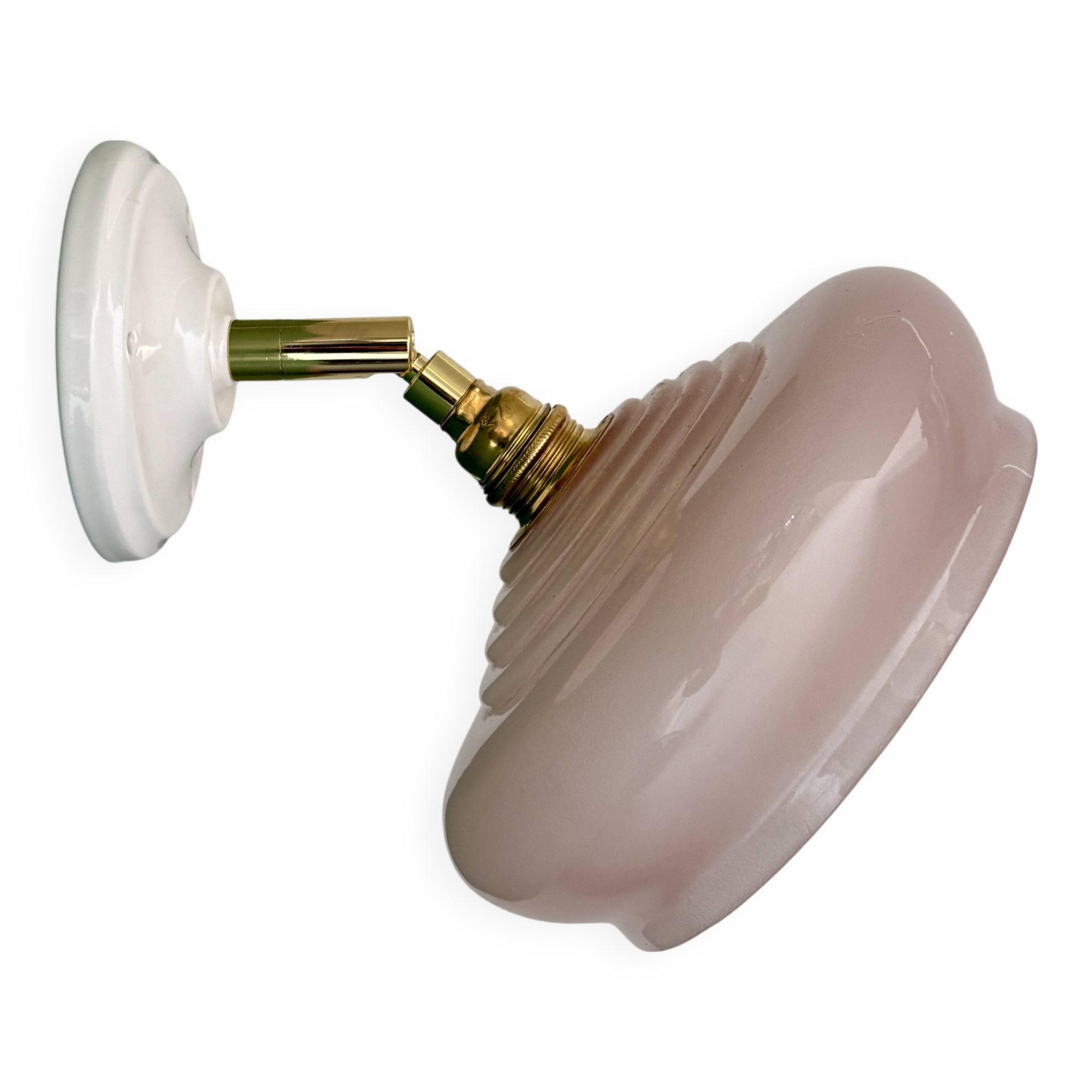 Vintage pink glass lampshade wall lamp