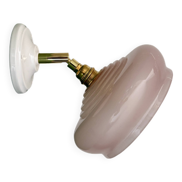 Vintage pink glass lampshade wall lamp