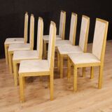 8 lacquered and painted Italian chairs from 20th century