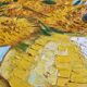 Tableau librement inspiré des tournesols, huile sur toile, 65 cm