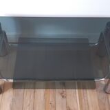 Smoked glass coffee table and chrome legs 70s