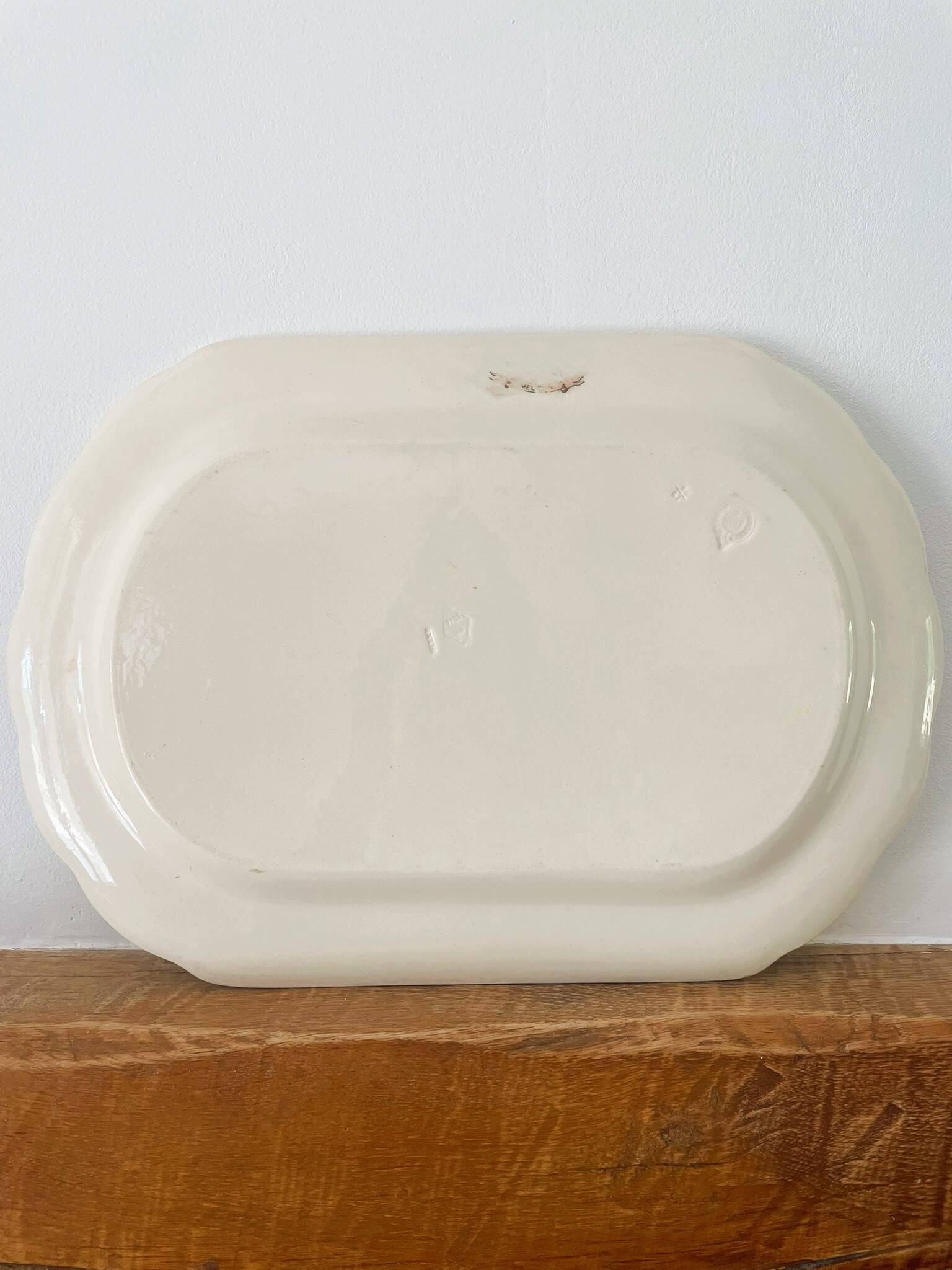 Large antique English earthenware dish from the 19th century