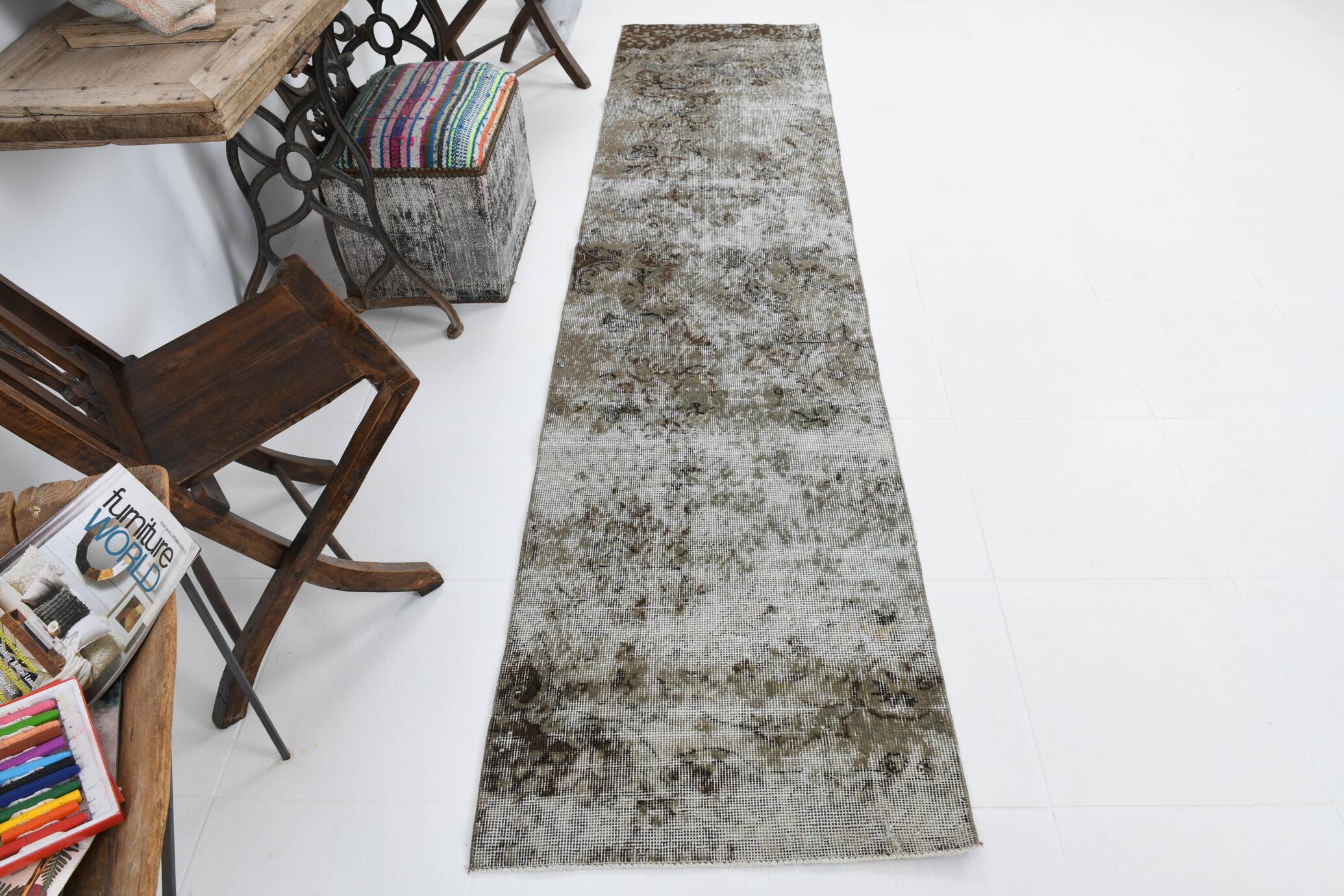 Brown Vintage Runner Rug, 70x295Cm SK 6998