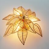 Brass and crystal flush mount ceiling or wall light by Palwa