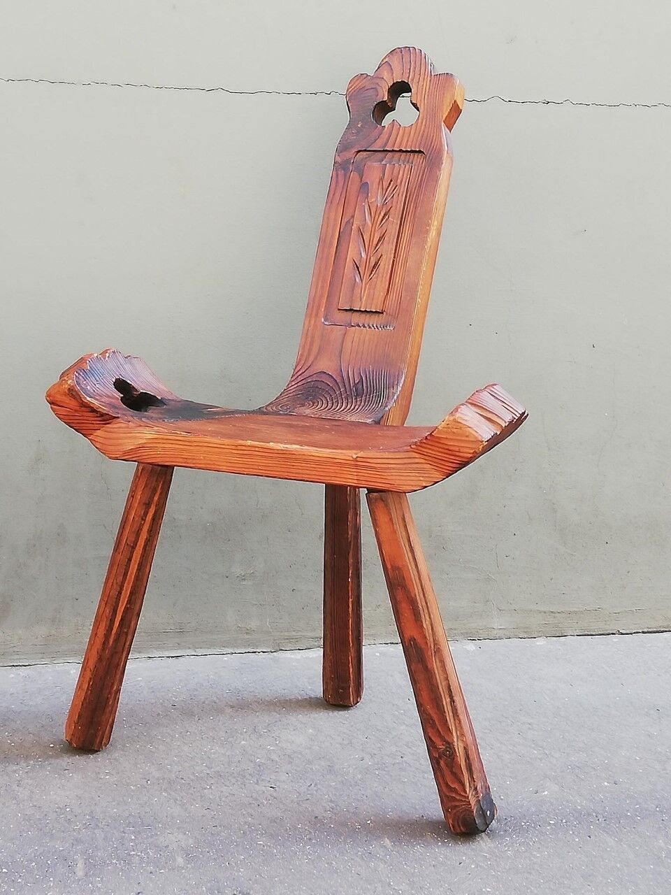 Pair of brutalist tripod stools