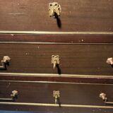 Commode 3 tiroirs de style Louis XVI, marbre et bronzes dorés