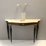 Canaletto Walnut and Beech Console with a Marble Top attr. to Paolo Buffa