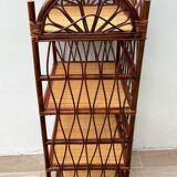 Vintage rattan bookcase shelf