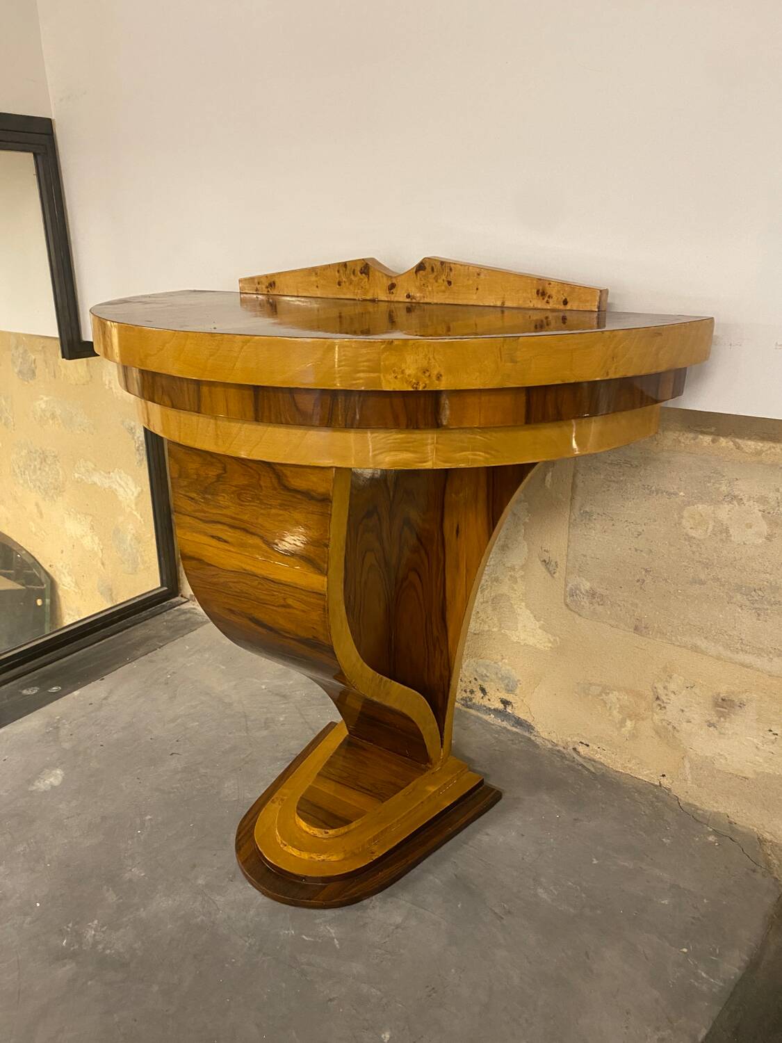 Art deco half moon console