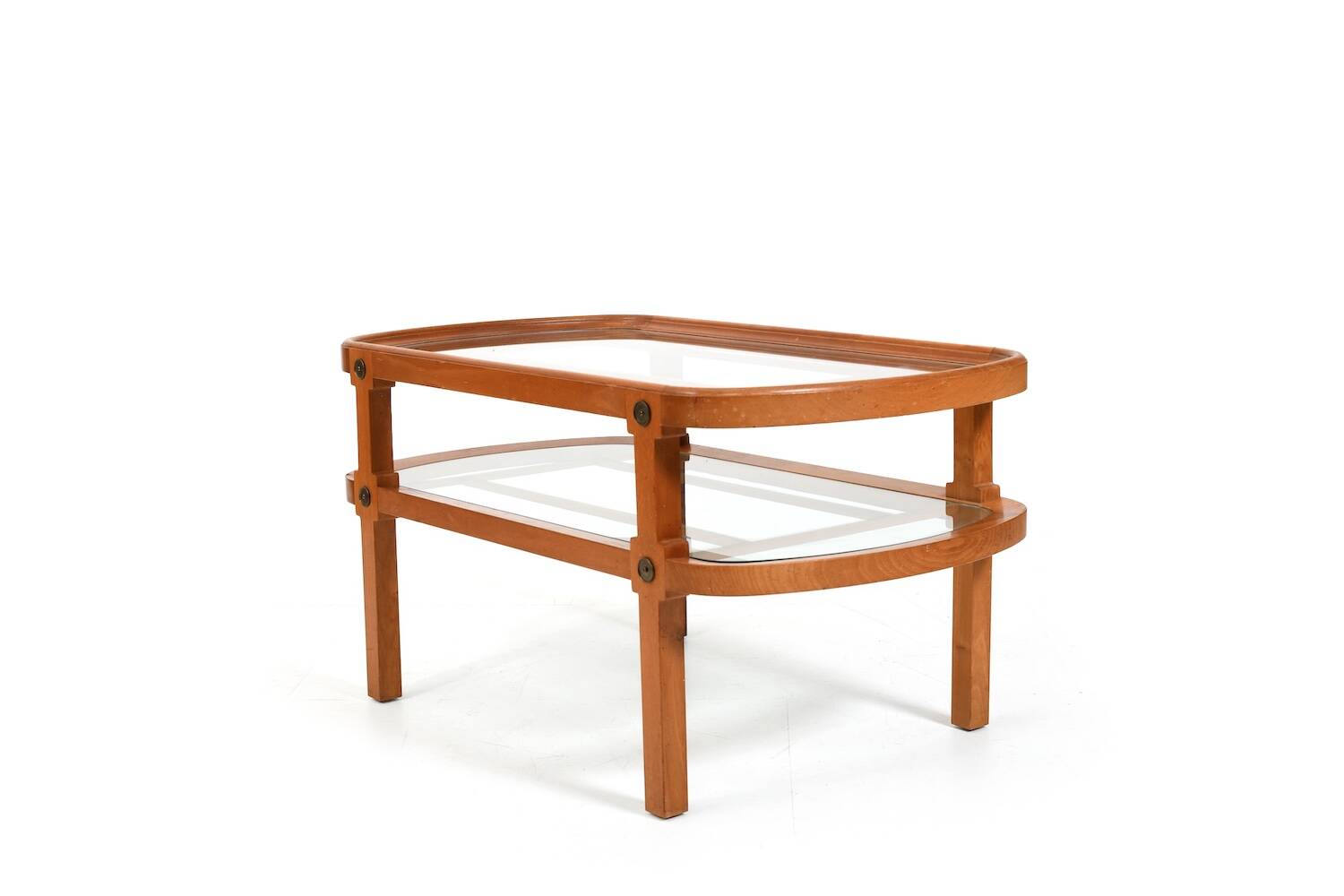 Oval Art Deco Sofa Table with Brass Dekor Denmark 1930s
