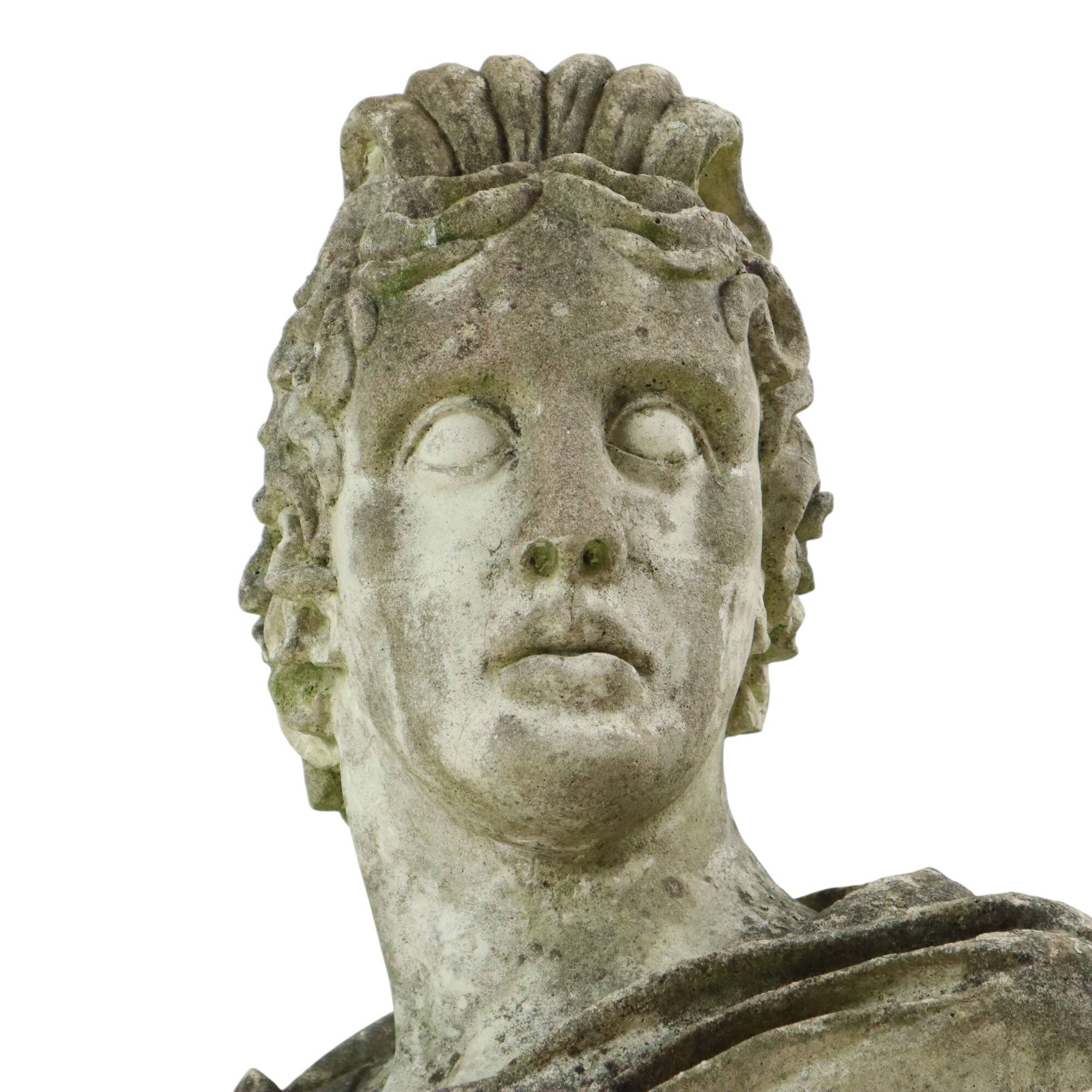 Beautiful Weathered Apollo Bust Garden Statue Cast Stone 65cm