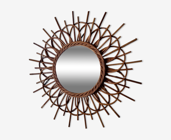 Miroir soleil rotin 56cm