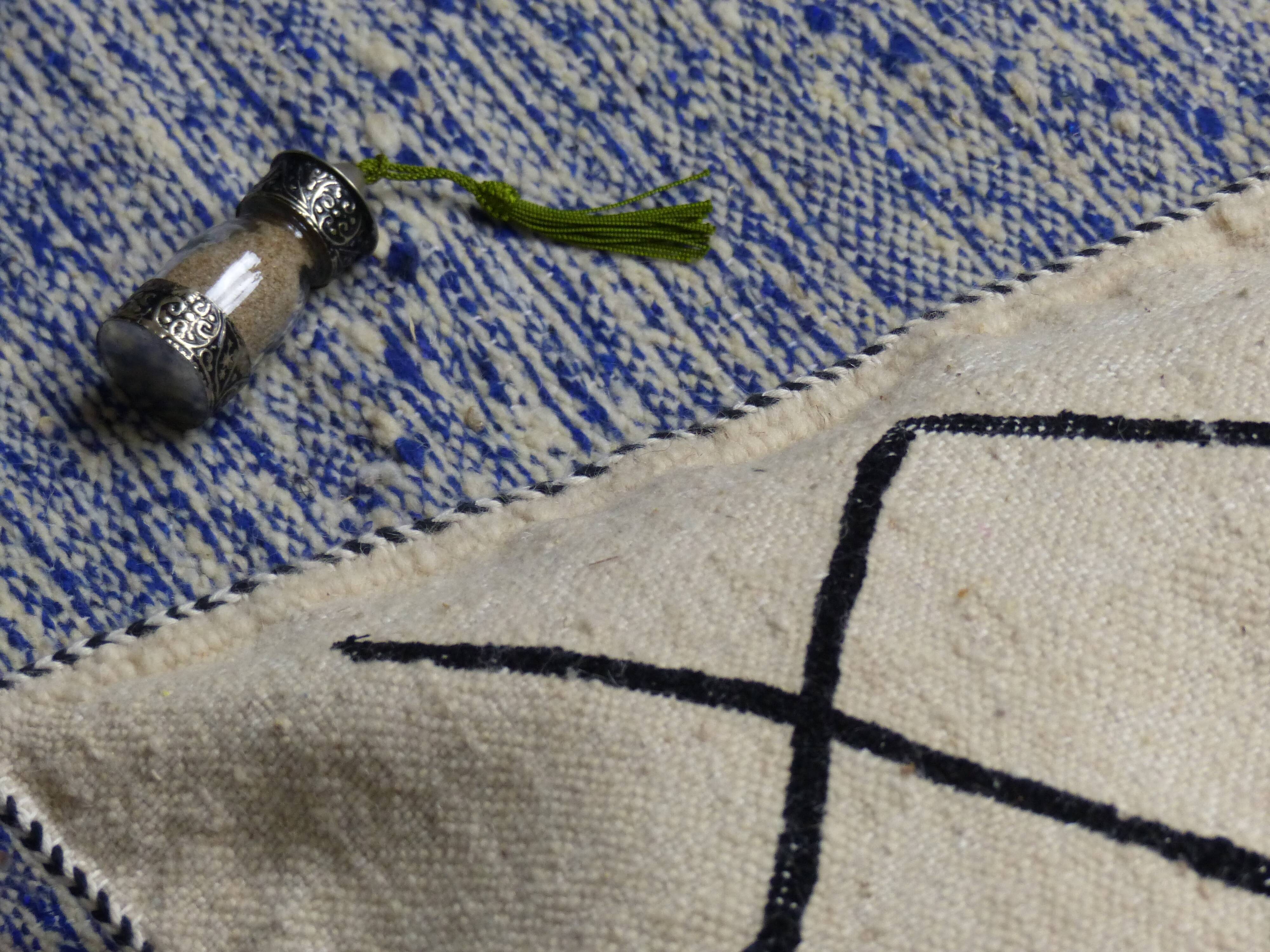 Moroccan white and black kilim cushion