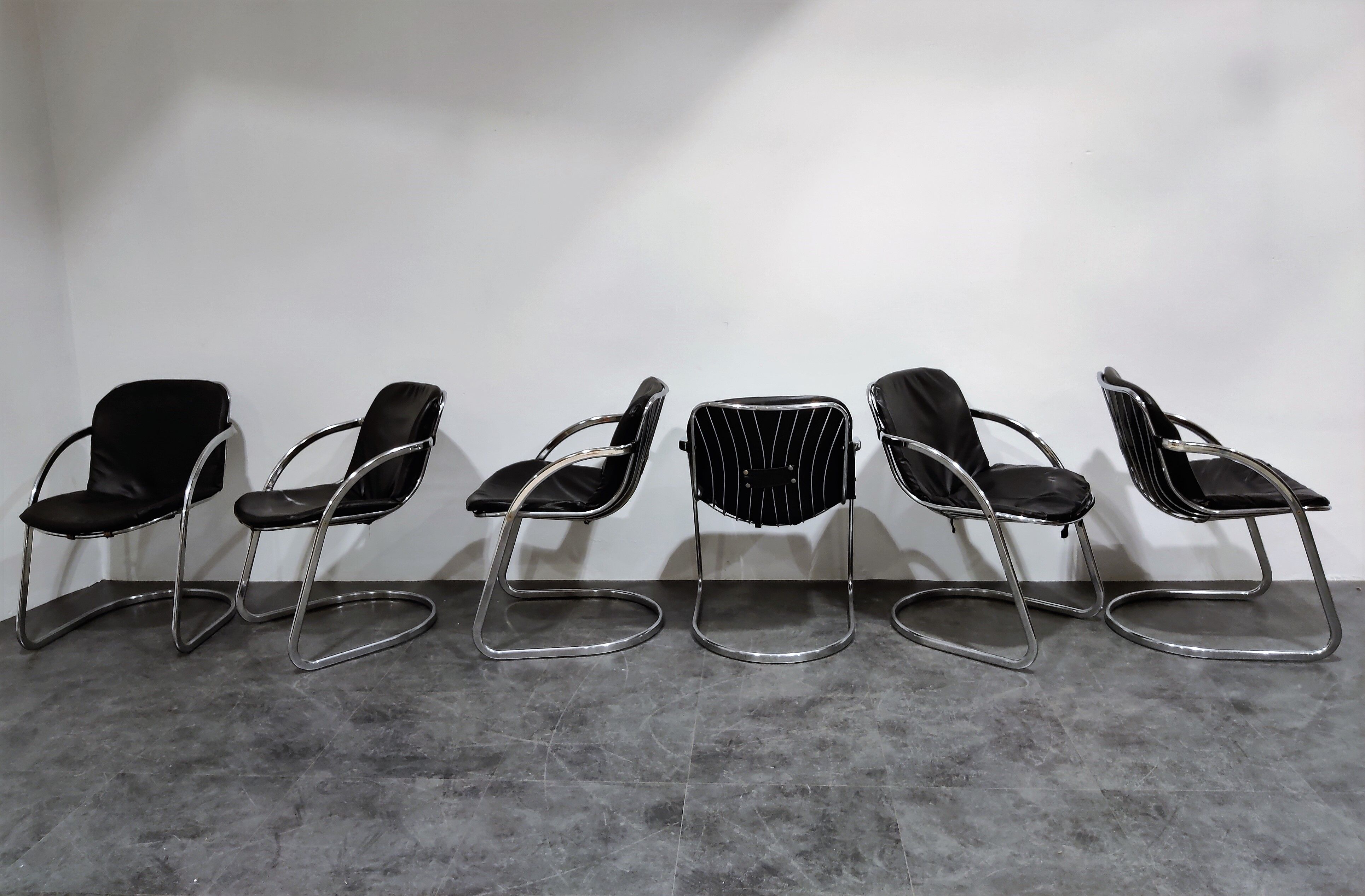 Set of 6 Gastone Rinaldi Dining chairs, 1970s