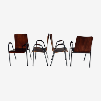 Set of 4 scandinavian teak chairs