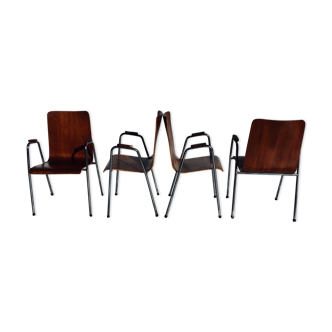 Set of 4 scandinavian teak chairs