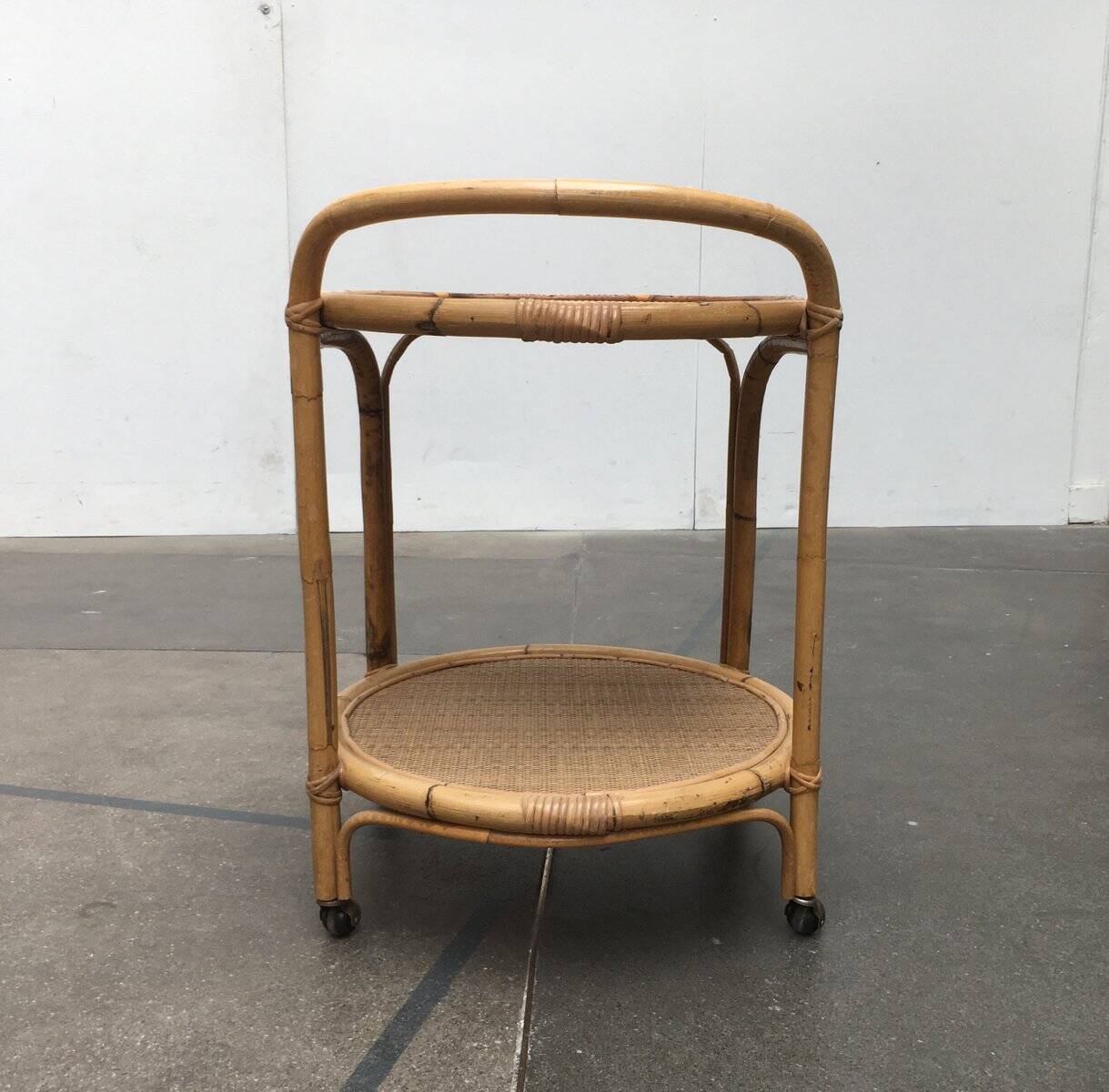 Vintage service dessert in Italian rattan and bamboo by Dal Vera.