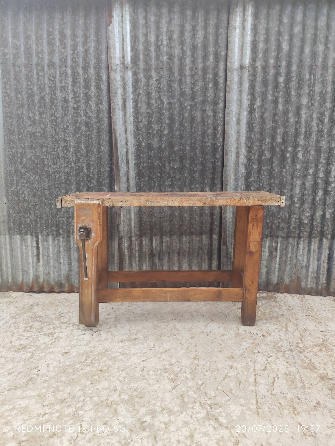 Small solid oak workbench