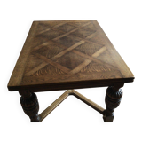 Table  marquetée ,2 rallonges Henri II