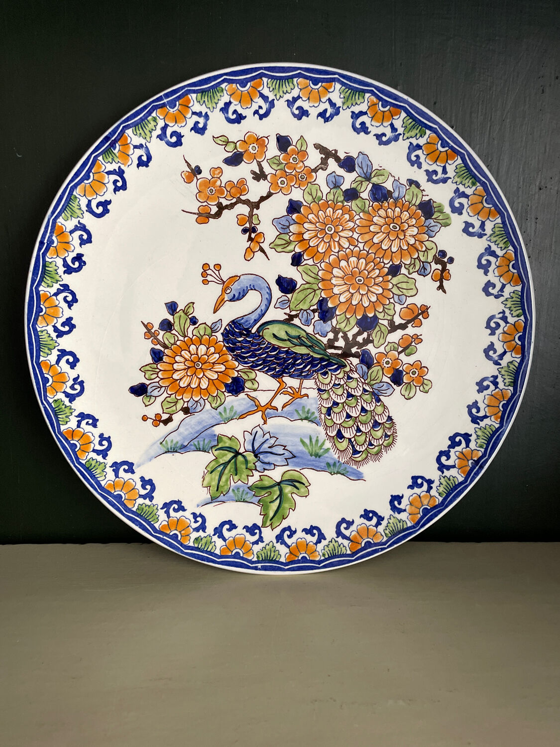 Gien plate peacock decoration